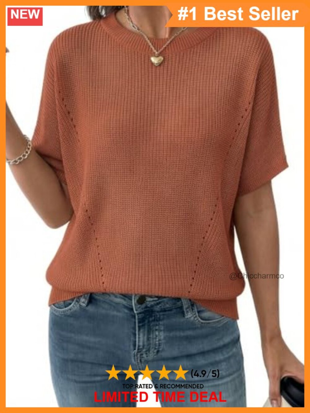 Womens Short Sleeve Rib Knit Sweater Lightweight V Neck Pullover Top